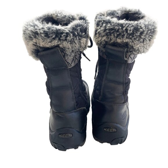 KEEN Hoodoo III Boots 6 Black Leather Waterproof Winter Snow Faux Fur Mid Calf - Picture 9 of 12